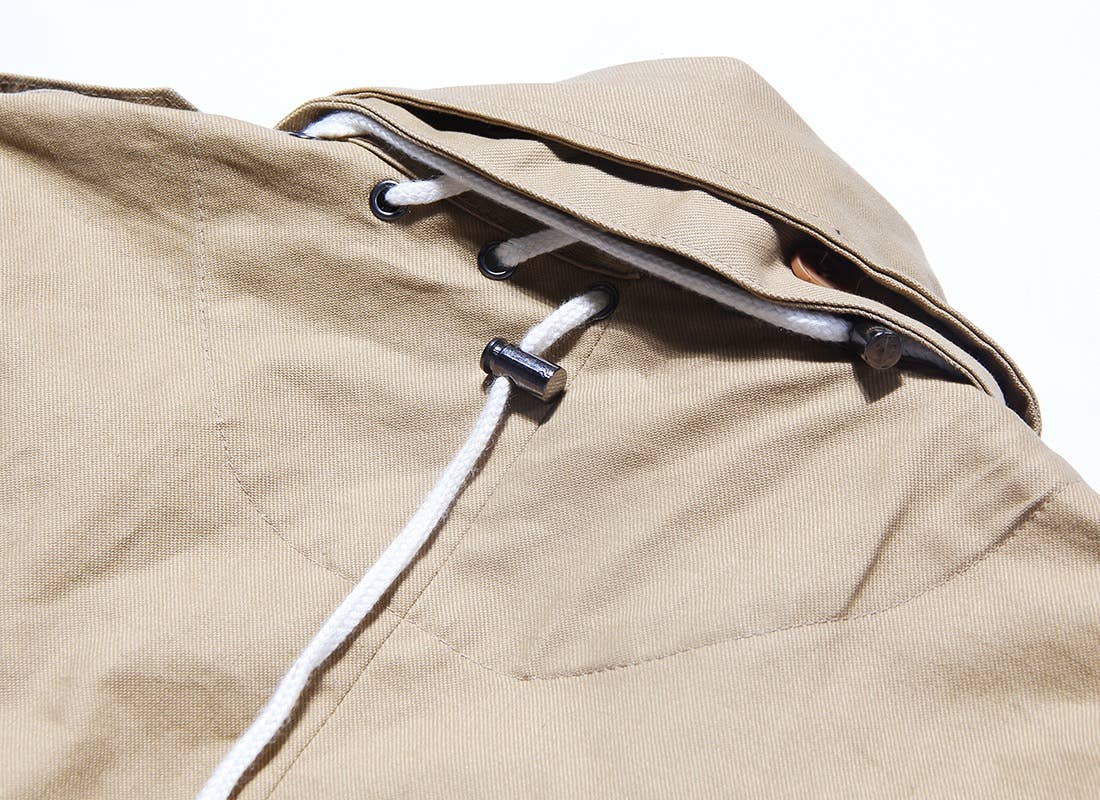 CT038 Street-Style Cape Jacket - Drawstring Design: Khaki / English / M